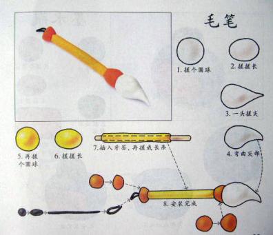 幼儿园手工制作：橡皮泥毛笔